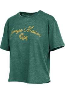Pressbox George Mason University Womens Green Burnout Short Sleeve T-Shirt