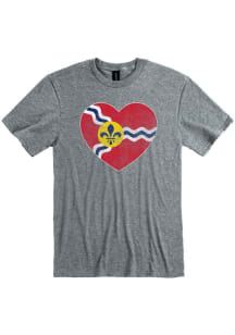 St Louis Graphite City Flag Heart Short Sleeve Fashion T Shirt