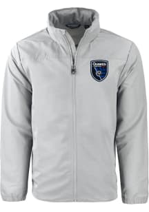 Cutter and Buck San Jose Earthquakes Mens Grey Charter Eco Big and Tall Light Weight Jacket