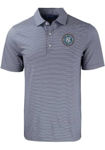 Cutter and Buck New York City FC Mens Navy Blue Forge Double Stripe Short Sleeve Polo