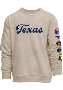 Texas Mens Brown Patches on the sleeve Long Sleeve Crew Sweatshirt