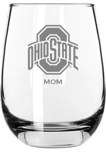 Ohio State Buckeyes Mom 15oz Stemless Wine Glass - White