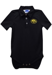 Vive La Fete Iowa Hawkeyes Baby Black Team Short Sleeve One Piece Polo
