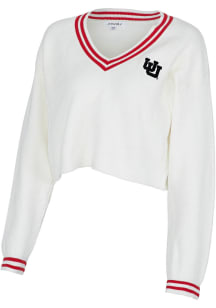 Utah Utes Womens White Victory V Long Sleeve Sweater