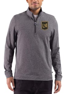 Cutter and Buck Los Angeles FC Mens Black Heather Adapt Long Sleeve Qtr Zip Pullover