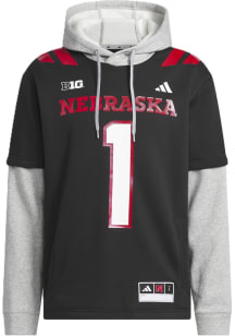 Adidas Nebraska Cornhuskers Mens Black Strategy Our Red Burns Brighter Long Sleeve Hoodie