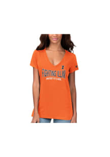 Illinois Fighting Illini Womens Orange Started V Short Sleeve T-Shirt
