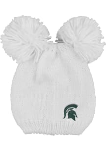 LogoFit Michigan State Spartans White Leia Double Pom Womens Knit Hat
