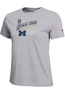 Champion Michigan Wolverines Womens Grey MBB Final Four 2026 Core Short Sleeve T-Shirt