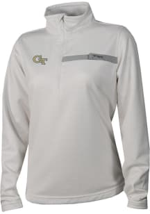 Columbia GA Tech Yellow Jackets Womens White Heat Seal Skiff Guide Fleece Qtr Zip