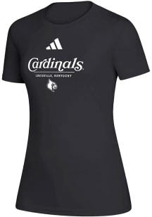 Adidas Louisville Cardinals Womens Black Heat Seal Creator Short Sleeve T-Shirt