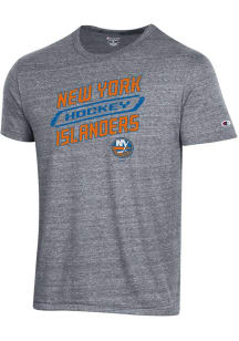 Champion New York Islanders Grey Diagonal Tri-Blend Short Sleeve Fashion T Shirt