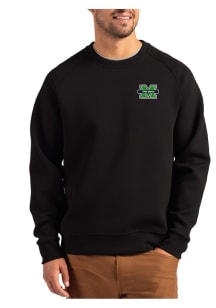 Cutter and Buck Marshall Thundering Herd Mens Black Roam Long Sleeve Crew Sweatshirt