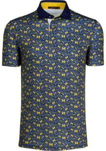 Greyson Michigan Wolverines Mens Navy Blue Den of Thieves Short Sleeve Fashion Polo