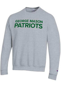 Champion George Mason University Mens Grey Powerblend Crew Long Sleeve Crew Sweatshirt