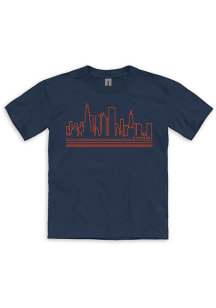 Chicago Youth Navy Blue Skyline Short Sleeve Fashion T-Shirt
