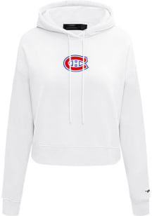 Pro Standard Montreal Canadiens Womens White Classic Chenille Hooded Sweatshirt
