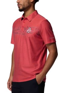 Columbia Ohio State Buckeyes Mens Red Thistletown Hills Short Sleeve Polo