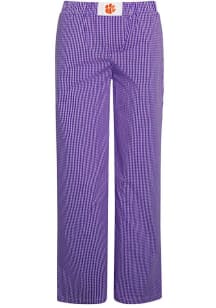 Hype and Vice Clemson Tigers Womens Purple Gingham Loungewear Sleep Pants