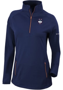 Columbia UConn Huskies Womens Navy Blue Heat Seal Omni Wick Outward Nine Qtr Zip