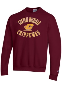 Champion Central Michigan Chippewas Mens Maroon Name and Mascot Powerblend Long Sleeve Crew Sweats..