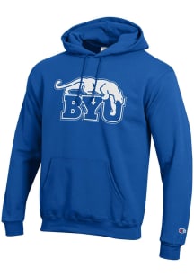 Champion BYU Cougars Mens Blue Cougar Mascot Long Sleeve Hoodie