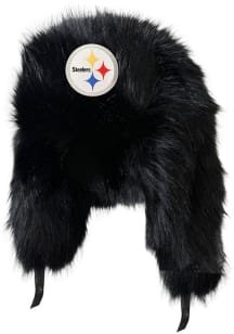 Jill Martin Pittsburgh Steelers Black Jill Martin Fur Trapper Womens Knit Hat