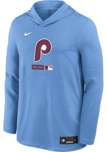 Nike Philadelphia Phillies Mens Light Blue Authentic Collection Long Sleeve Lightweight Hoodie