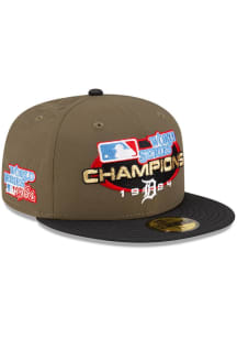 New Era Detroit Tigers Mens Olive World Series Champs Side Patch 59FIFTY Fitted Hat