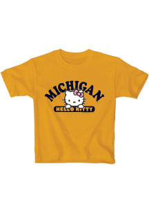 Blue 84 Michigan Wolverines Girls Yellow Hello Kitty Team Wordmark Short Sleeve Tee