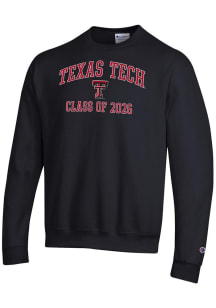 Champion Texas Tech Red Raiders Mens Black Font Class of 2026 Powerblend Long Sleeve Crew Sweatshi..