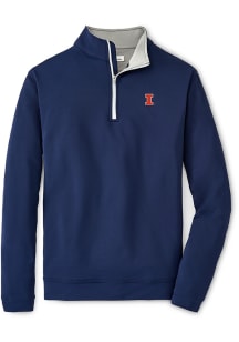 Peter Millar Illinois Fighting Illini Mens Navy Blue Perth Long Sleeve Qtr Zip Pullover