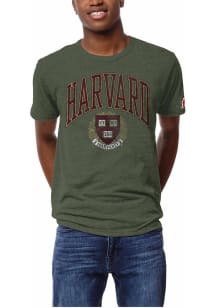 League Harvard Crimson Olive Arched Team Short Sleeve Fashion T Shirt