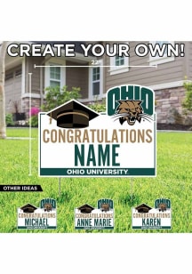 Ohio Bobcats Personalized Congratulations Grad Yard Sign - White