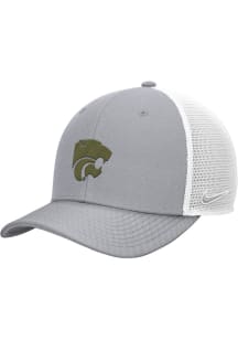 Nike K-State Wildcats Military Inspired Rise Trucker Adjustable Hat - Grey