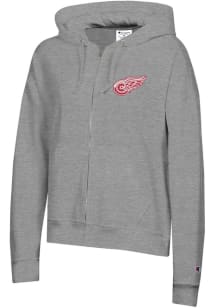 Champion Detroit Red Wings Womens Grey Powerblend Long Sleeve Full Zip Jacket