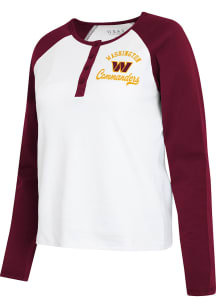 WEAR by Erin Andrews Washington Commanders Womens White Color Block Henley LS Tee