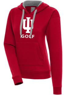 Antigua Indiana Hoosiers Womens Red Golf Victory Hooded Sweatshirt