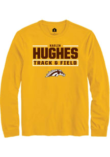 Kaelin Hughes Western Michigan Broncos Gold NIL Stacked Box Long Sleeve Player T Shirt