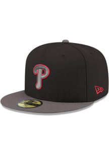 New Era Philadelphia Phillies Mens Black Color Pop 59FIFTY Fitted Hat