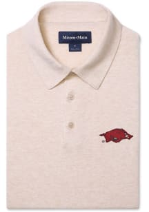 Mizzen+Main Arkansas Razorbacks Mens Oatmeal Ashe Short Sleeve Fashion Polo