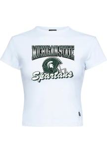 Hype and Vice Michigan State Spartans Womens White Baby Short Sleeve T-Shirt