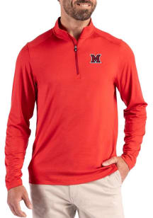 Cutter and Buck Miami RedHawks Mens Red Coastline Long Sleeve Qtr Zip Pullover