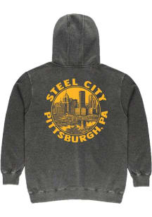 Summit Sportswear Pittsburgh Mens Dark Grey Skyline Long Sleeve Hoodie