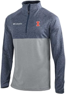 Columbia Illinois Fighting Illini Mens Navy Blue Heat Seal Omni Wick Rockin It Long Sleeve Qtr Zip..