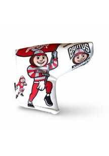 Ohio State Buckeyes White Premium Leather Brutus Montage Putter Cover