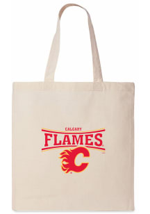 Calgary Flames White Canvas Tote