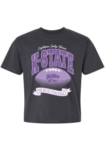 Summit Sportswear K-State Wildcats Womens Charcoal Relaxed Glitter Short Sleeve T-Shirt